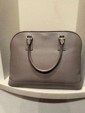 PRADA Saffiano Leather Handbag ARGILLA Beige Gray W-size Italy From Japa #QY0902