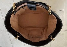GUCCI Jumbo GG Chain Tote Black Calf Leather Handbag Hard to Find #QYL99L