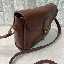 USA-made OLD COACH Turnlock Leather Shoulder Bag, Brown #QYHLDU