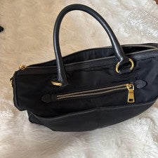 PRADA handbag, nylon, black, gold hardware #QY1Z6I