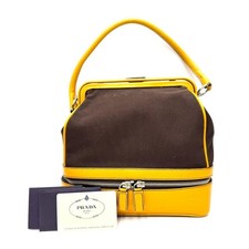 PRADA Canapa Cerniera Doctor Bag Prada Brown Yellow #QYKTTH