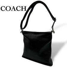 OLD COACH Shoulder Bag, Glovetanned Leather, Black #QY85P4