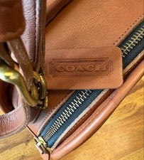 Old Coach Leather Shoulder Bag, Brown, Round Shape #QY133W