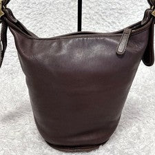 Old Coach Shoulder Bag Side Pack Dark Brown Leather 9953 #QY3861