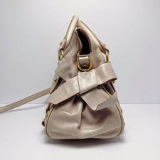 5366◯ miu miu 2way handbag ribbon leather