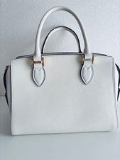 PRADA Saffiano 2-way Handbag Shoulder Bag White Black #QYGR5X