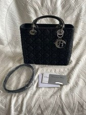 DIOR Lady Dior Cannage Black Denim Handbag #QYDZ0A
