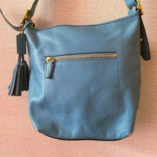 COACH Light Blue Shoulder Bag, Old Coach Tassel #QYI85R
