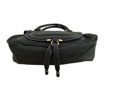 Chloe Marcie Black Leather Handbag with Gold Hardware #QYG3YC