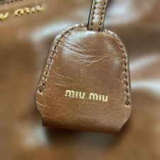 MIU MIU Brown Leather Handbag Shoulder Bag Women #QYDBCK
