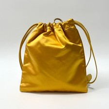 Miu Miu Drawstring Pouch Satin Yellow Logo Hardware Made in Italy 5NG010