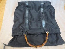 GUCCI Bamboo Large Tote Handbag Black Leather Italy W38.5 H36 D19cm From #QYDBS2