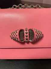 CHRISTIAN LOUBOUTIN pink bag, Louboutin studs, ribbon, spikes #QYB58T