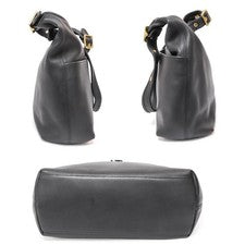Old Coach shoulder bag, gold hardware, glovetanned leather, black. #QYDIQF
