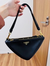PRADA Symbol Leather x Fabric 2-Way Bag Black #QYARSR