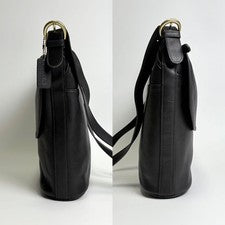 COACH Old Coach Flap Shoulder Bag, Made in USA Black Leather #QYF0FK