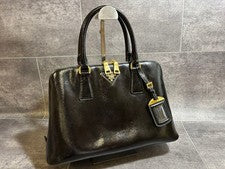 PRADA handbag, Saffiano leather, black, triangle logo #QYD3TP