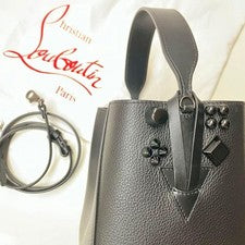 Christian Louboutin Black Embellished Leather Tote Bag with Strap Women #QYIV51
