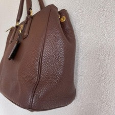 PRADA Brown Leather Handbag 2-Way Shoulder Strap #QYAC1M