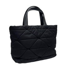 Prada Nylon x Leather Quilted Hand/Shoulder Bag, Black #QY1C3Q