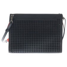 CHRISTIAN LOUBOUTIN Sky Pouch Studded Calf Leather Shoulder Bag, Black #QYJXMH