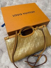 LOUIS VUITTON Gold Handbag Beige Leather Women #QYA31D