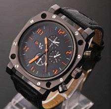 Nixon V-6 Men's Chronograph Design Watch, Black with Orange, AVIATOR 51- #QY1PSW