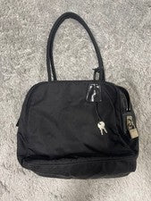 Classic Prada tote bag with triangular logo plate, nylon x leather. #QY3OM8