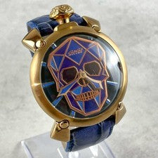 GaGa Milano Skull Crocodile Embossed Strap Manual Wind Watch Box Replace #QY73PS