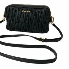 miu miu Matelasse shoulder bag leather crossbody gold logo