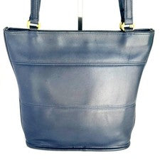 COACH Old Coach 9098 Navy Glovetanned Leather Shoulder Bag #QY1Y6M