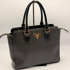 PRADA Saffiano Soft Handbag, Black with Gold Hardware, Leather, A4 Size #QY3VPG