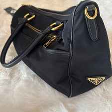 PRADA handbag, nylon, black, gold hardware #QY1Z6I