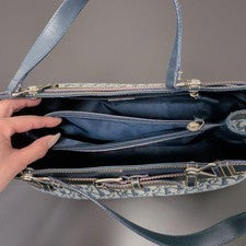 DIOR logo pattern handbag, navy and gray. Leather Women #QYAQQY