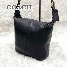 High-quality leather Old Coach one-shoulder bag, black. #QY55MF