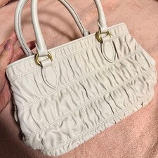 PRADA Gathered Handbag White #QY8MSM