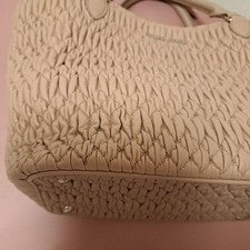 MIU MIU Matelasse Nappa Crystal Handbag Pink Beige Nappa Leather #QYE5AY