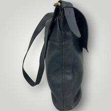 Old Coach Shoulder Bag, Flap Charm, Navy Leather, Made in USA #QY9G8Z