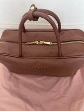 Miu Miu Leather Bow Tote Bag Brown Hard to Find Very Good Condition miumiu