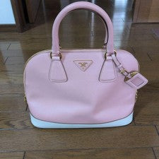 PRADA Saffiano Handbag Pink White #QYG3L2
