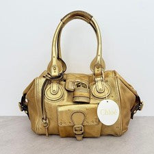 CHLOE Paddington handbag with padlock, metallic gold. #QY4QB5