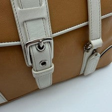 COACH Shoulder Bag, Leather, Signature Pattern, Brown, 9267 White #QY42YD