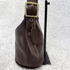 Old Coach Shoulder Bag Side Pack Dark Brown Leather 9953 #QY3861
