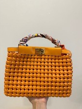 FENDI Peekaboo Braided Leather Handbag Women Japanese Authentic #PC2TR6