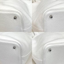 HERMES Picotin MM White Taurillon Clemence Handbag J Stamp #QYKEPD