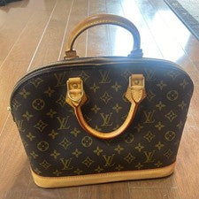 LOUIS VUITTON Alma PM Monogram Canvas Leather Handbag Brown #QYA2O4