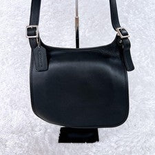 Classic Old Coach Shoulder Bag 9135 Black Leather #QY7Y64