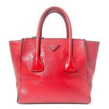 PRADA 2-way tote bag, leather, red, triangular logo #QYHTG8