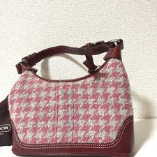 Coach One-Shoulder Handbag, Wool, Houndstooth Pattern, Turnlock Closure, #QY0NH8
