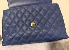 CHANEL Coco Handle Caviar Skin Navy Lizard Handle Flap Bag Hard to Find #QYIVD8
